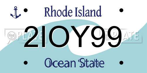 2IOY99 Rhode Island License Plate