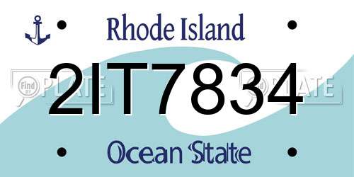 2IT7834 Rhode Island License Plate