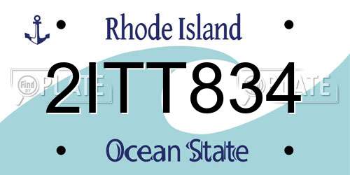 2ITT834 Rhode Island License Plate