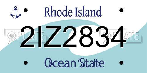 2IZ2834 Rhode Island License Plate