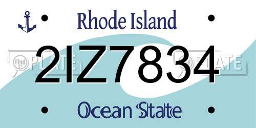 2IZ7834 Rhode Island License Plate