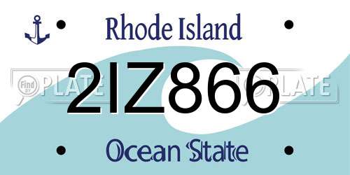 2IZ866 Rhode Island License Plate