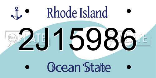2J15986 Rhode Island License Plate