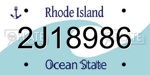 2J18986 Rhode Island License Plate