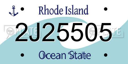 2J25505 Rhode Island License Plate