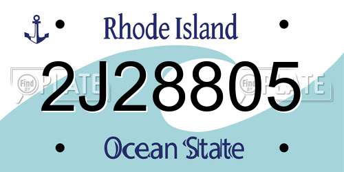 2J28805 Rhode Island License Plate