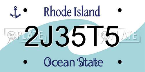 2J35T5 Rhode Island License Plate