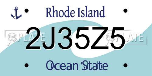 2J35Z5 Rhode Island License Plate