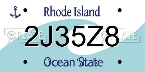 2J35Z8 Rhode Island License Plate