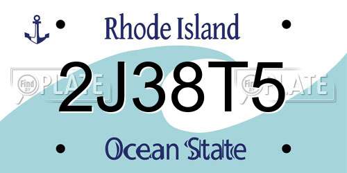 2J38T5 Rhode Island License Plate