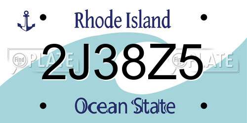 2J38Z5 Rhode Island License Plate