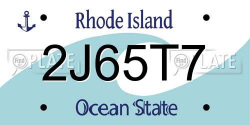 2J65T7 Rhode Island License Plate
