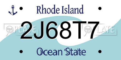 2J68T7 Rhode Island License Plate