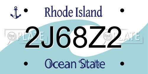 2J68Z2 Rhode Island License Plate