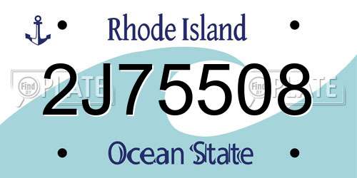 2J75508 Rhode Island License Plate