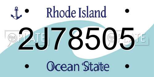 2J78505 Rhode Island License Plate
