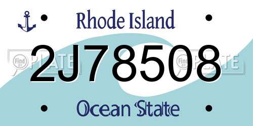 2J78508 Rhode Island License Plate