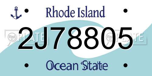 2J78805 Rhode Island License Plate