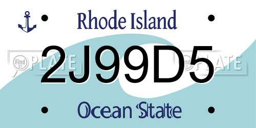 2J99D5 Rhode Island License Plate