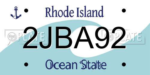2JBA92 Rhode Island License Plate