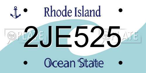 2JE525 Rhode Island License Plate
