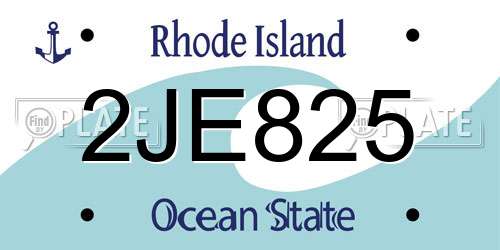 2JE825 Rhode Island License Plate