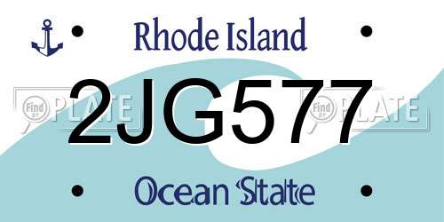 2JG577 Rhode Island License Plate