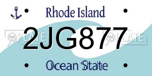 2JG877 Rhode Island License Plate