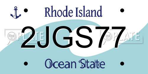 2JGS77 Rhode Island License Plate