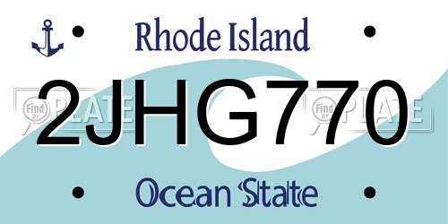 2JHG770 Rhode Island License Plate