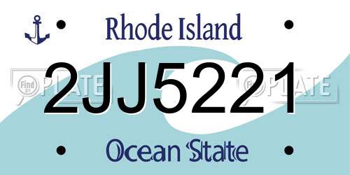 2JJ5221 Rhode Island License Plate