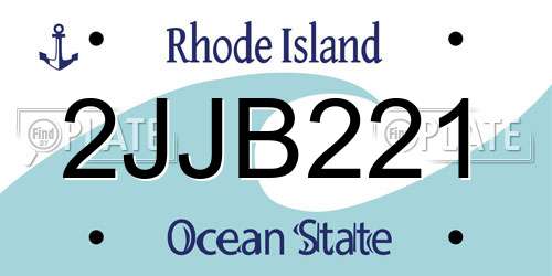 2JJB221 Rhode Island License Plate