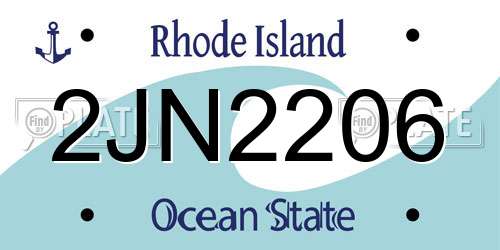 2JN2206 Rhode Island License Plate