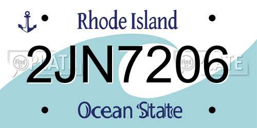 2JN7206 Rhode Island License Plate