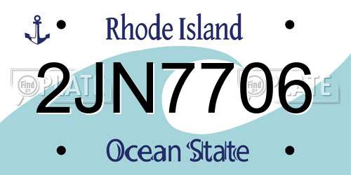 2JN7706 Rhode Island License Plate