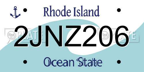 2JNZ206 Rhode Island License Plate