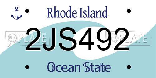 2JS492 Rhode Island License Plate