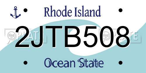 2JTB508 Rhode Island License Plate