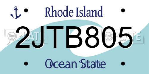 2JTB805 Rhode Island License Plate
