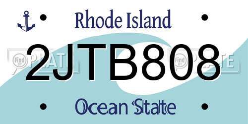 2JTB808 Rhode Island License Plate