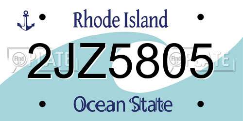 2JZ5805 Rhode Island License Plate