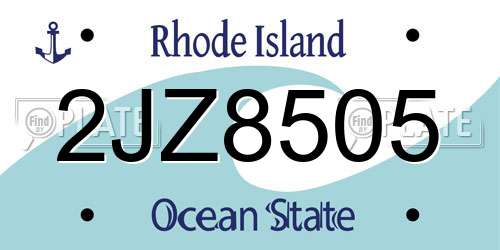2JZ8505 Rhode Island License Plate