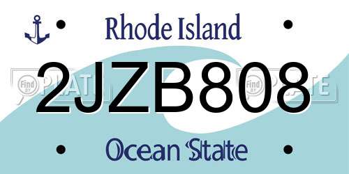 2JZB808 Rhode Island License Plate
