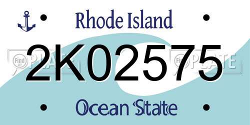 2K02575 Rhode Island License Plate