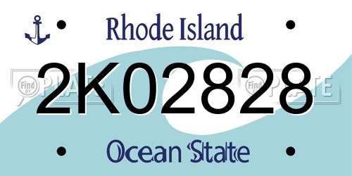 2K02828 Rhode Island License Plate