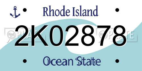 2K02878 Rhode Island License Plate
