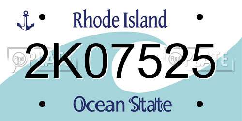 2K07525 Rhode Island License Plate