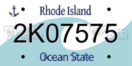 2K07575 Rhode Island License Plate