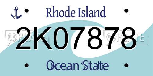 2K07878 Rhode Island License Plate