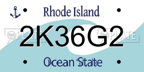 2K36G2 Rhode Island License Plate